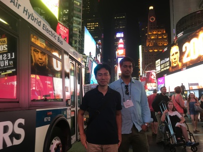 With Hiroyuki at Times Square on way back from ICML conference 2016.